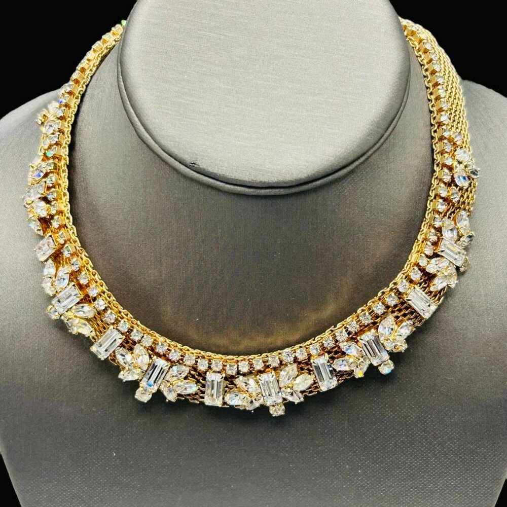 Exquisite Signed Hattie Carnegie Rhinestone Embellished Choker Necklace